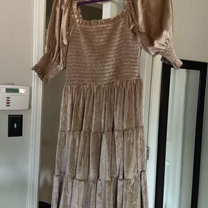 Elegant looking Light Pink Smocked Dress